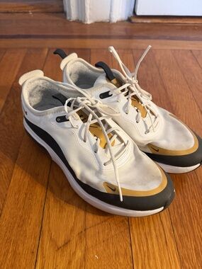Nike AirMax White, Gold & Black Sneakers